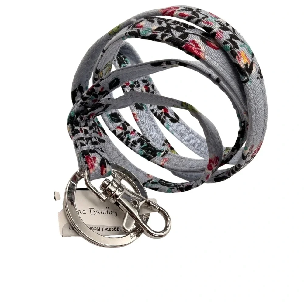 Vera Bradley Hedgehog Wild Lanyard Blue Floral Neck Strap Key Ring Nurse Gift